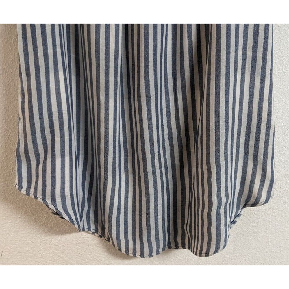 Women's Cloth & Stone Blue & White Striped Off Shoulder Viscose Blend Dress L - Picture 5 of 8